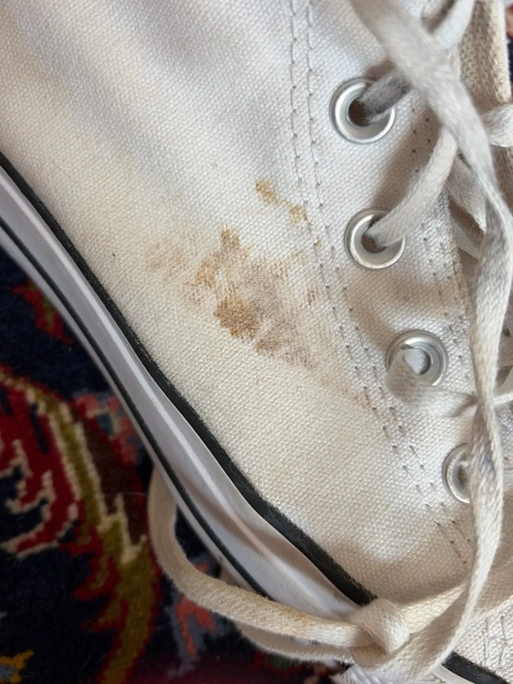 White High-Top Canvas Sneakers with Black Trim